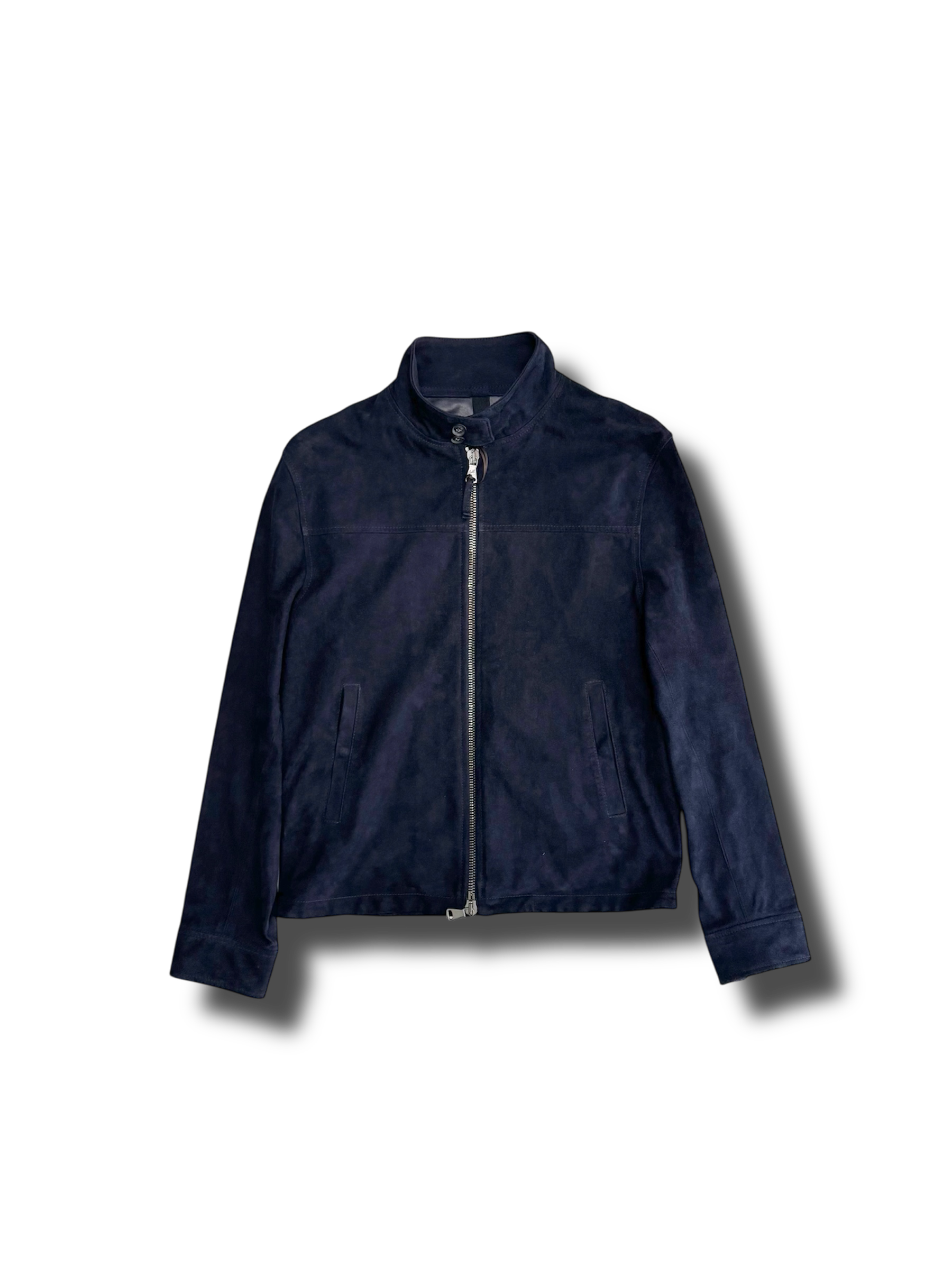 Biker jacket uomo in pelle blu Garrett artigianale