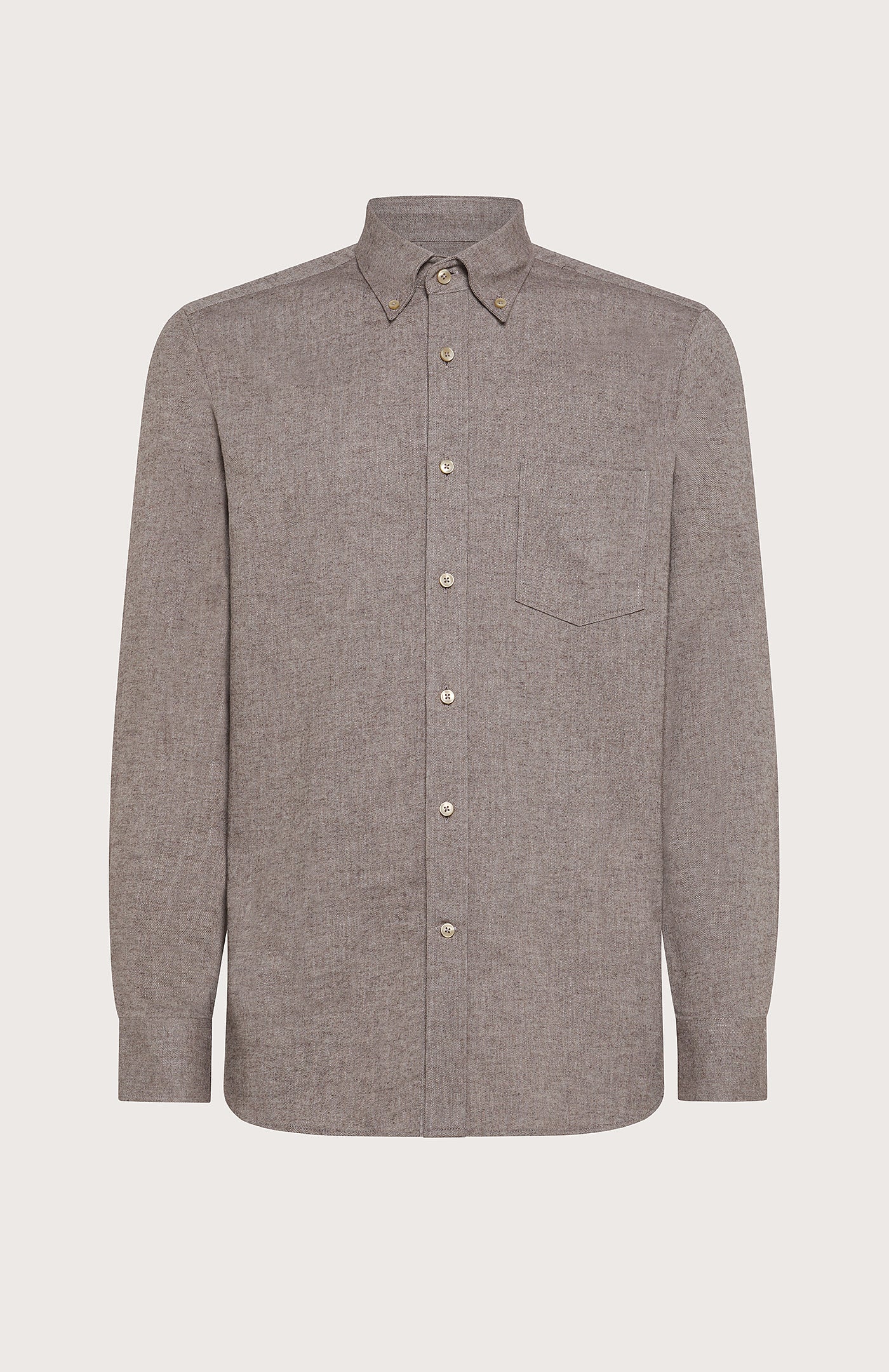 Camicia botton down Seventy uomo in flanella color fango