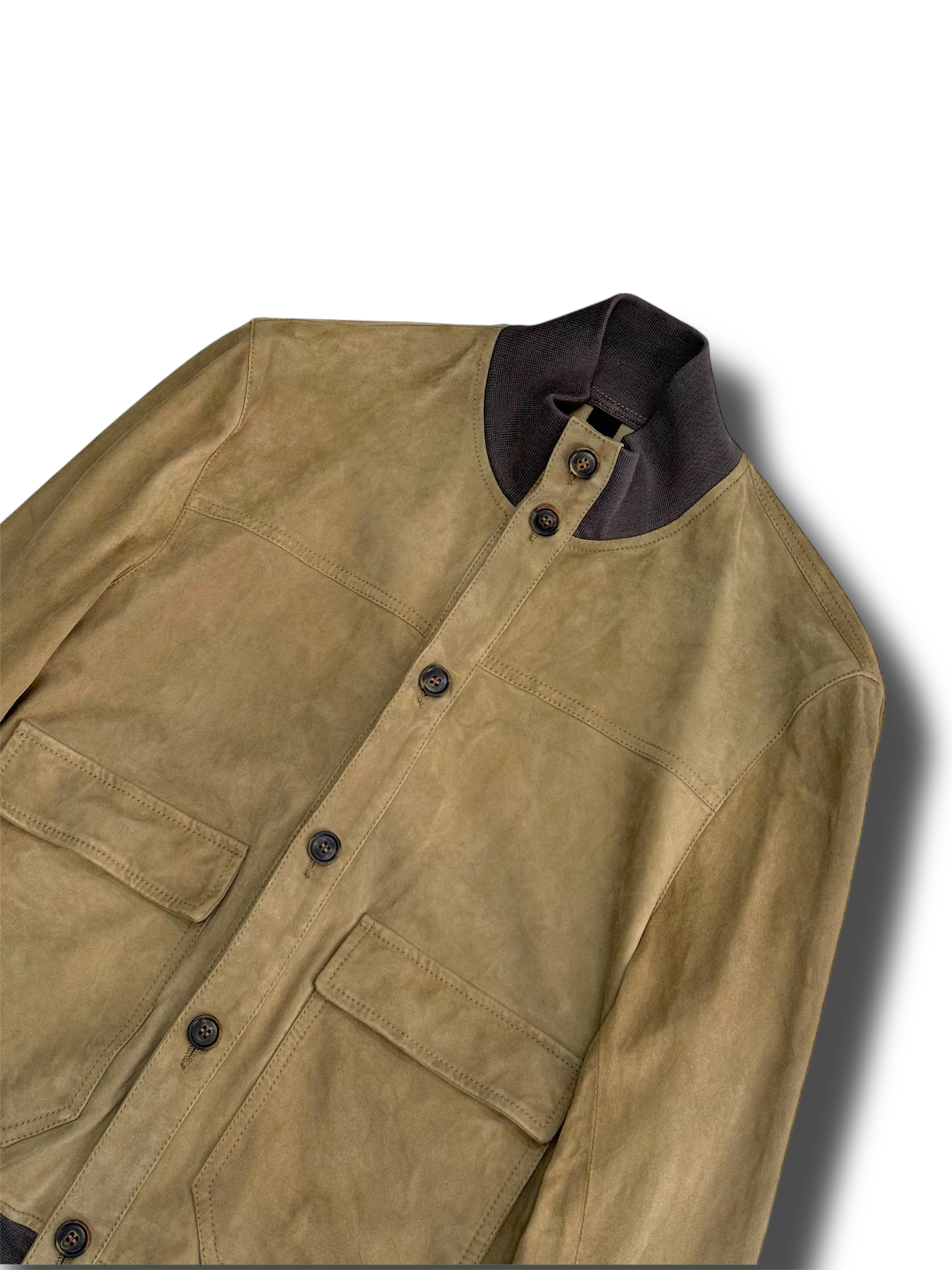 Giacca bomber uomo kaki in pelle di agnello Garrett