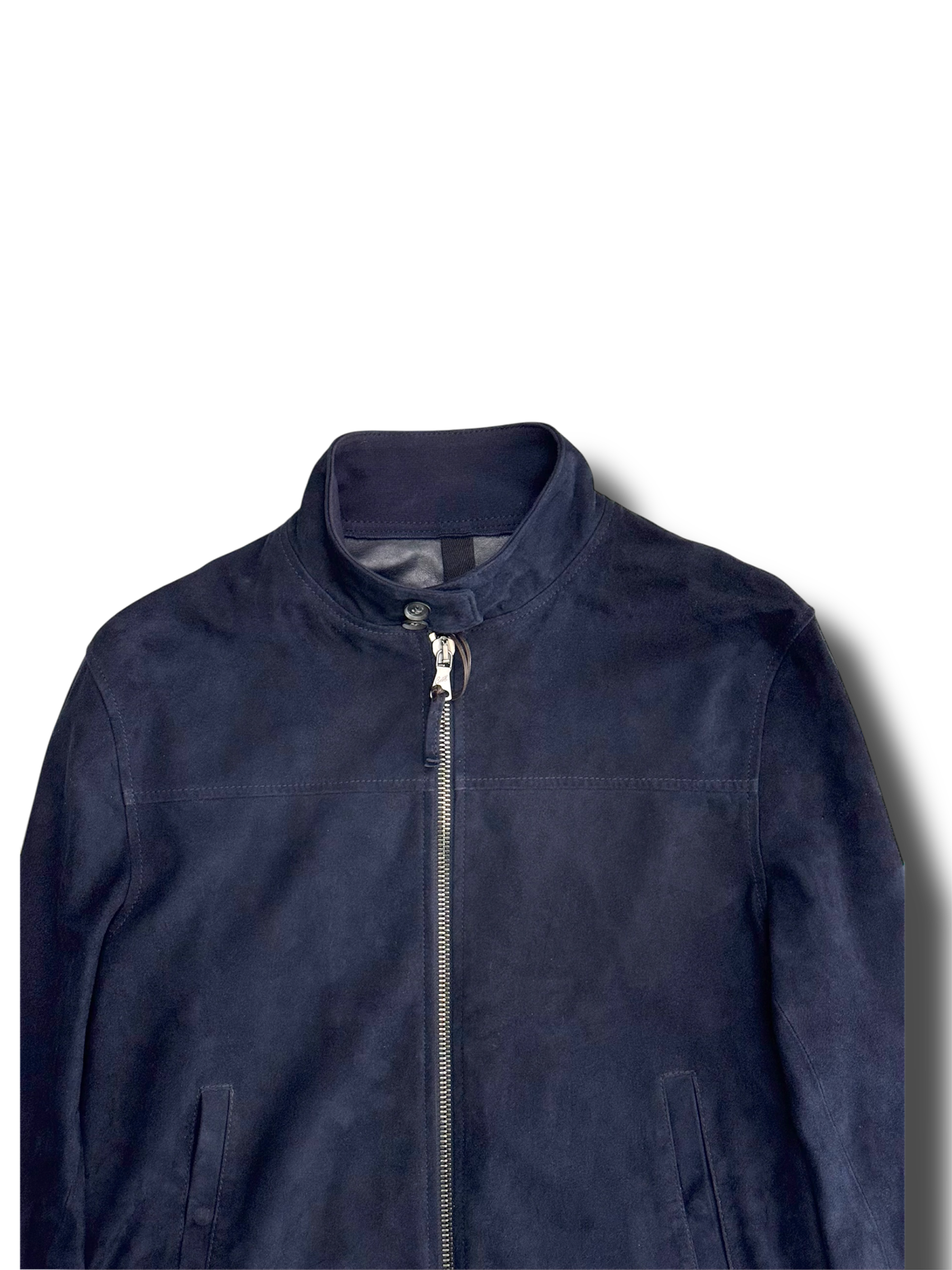 Biker jacket uomo in pelle blu Garrett artigianale